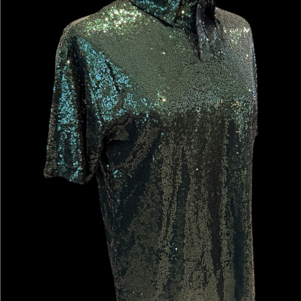 Men's Shimmering Sequin Short Sleeve Shirt - Forest Green